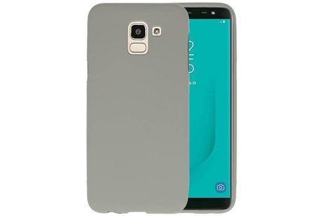 BAOHU Hoesje Geschikt voor de Samsung Galaxy J6 - Backcover Color Telefoonhoesje - Grijs