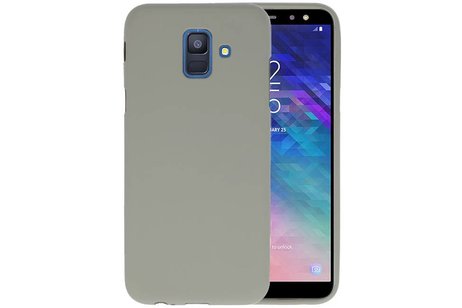 BAOHU Hoesje Geschikt voor de Samsung Galaxy A6 2018 - Backcover Color Telefoonhoesje - Grijs