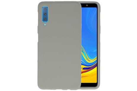 BAOHU Hoesje Geschikt voor de Samsung Galaxy A7 2018 - Backcover Color Telefoonhoesje - Grijs