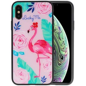 BAOHU Print Hardcase - Hoesje Geschikt voor iPhone XS Lucky Me  Flamingo