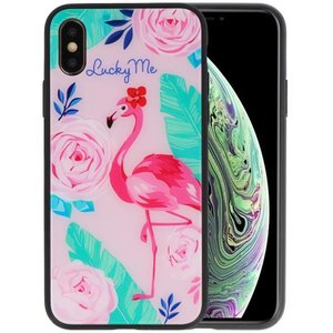 Print Hardcase voor iPhone XS Lucky Me  Flamingo