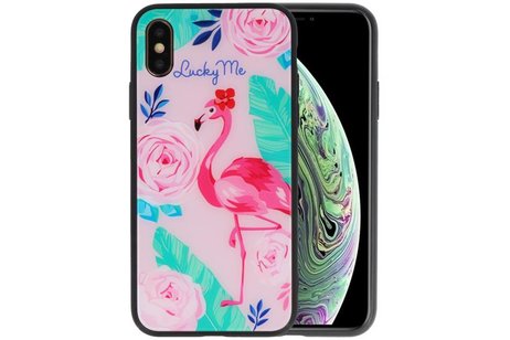 BAOHU Print Hardcase - Hoesje Geschikt voor iPhone XS Lucky Me  Flamingo
