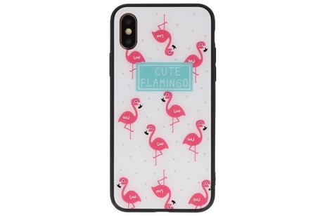 BAOHU Print Hardcase - Hoesje Geschikt voor iPhone XS Cute Flamingo¬¥s