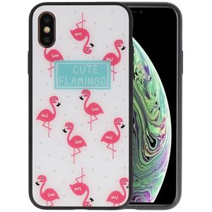 Print Hardcase voor iPhone XS Cute Flamingo´s