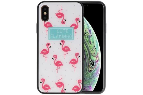 Print Hardcase voor iPhone XS Cute Flamingo´s