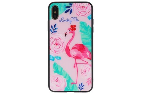 Print Hardcase voor iPhone XS Max Lucky Me Flamingo