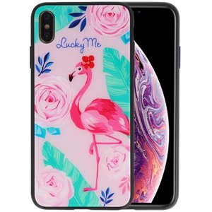 BAOHU Print Hardcase - Hoesje Geschikt voor iPhone XS Max Lucky Me Flamingo