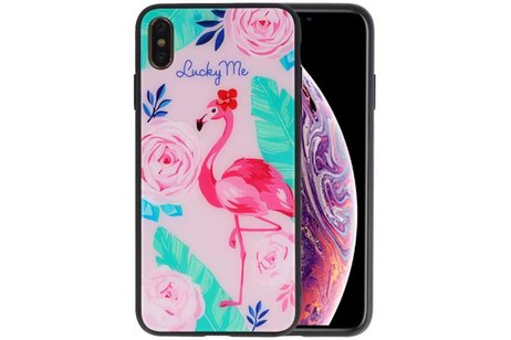 BAOHU Print Hardcase - Hoesje Geschikt voor iPhone XS Max Lucky Me Flamingo