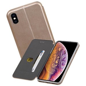 Slim Folio Case - Book Case Telefoonhoesje - Folio Flip Hoesje - Geschikt voor iPhone XS Max - Goud