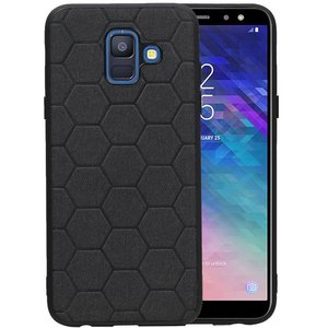BAOHU Hexagon Hard Case - Hoesje Geschikt voor Samsung Galaxy A6 2018 Zwart