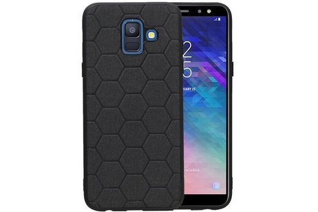 BAOHU Hexagon Hard Case - Hoesje Geschikt voor Samsung Galaxy A6 2018 Zwart