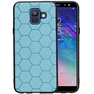 BAOHU Hexagon Hard Case - Hoesje Geschikt voor Samsung Galaxy A6 2018 Blauw