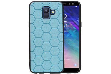 BAOHU Hexagon Hard Case - Hoesje Geschikt voor Samsung Galaxy A6 2018 Blauw