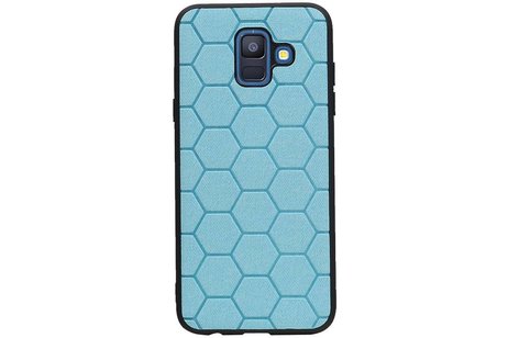 BAOHU Hexagon Hard Case - Hoesje Geschikt voor Samsung Galaxy A6 2018 Blauw