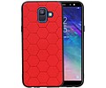 BAOHU Hexagon Hard Case - Hoesje Geschikt voor Samsung Galaxy A6 2018 Rood