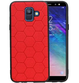 BAOHU Hexagon Hard Case Samsung Galaxy A6 2018 Rood