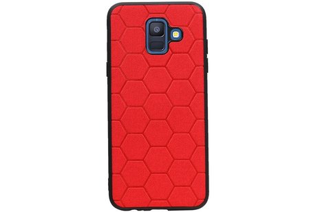 BAOHU Hexagon Hard Case - Hoesje Geschikt voor Samsung Galaxy A6 2018 Rood