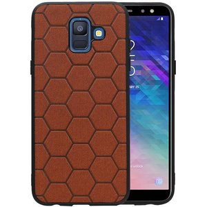 BAOHU Hexagon Hard Case - Hoesje Geschikt voor Samsung Galaxy A6 2018 Bruin