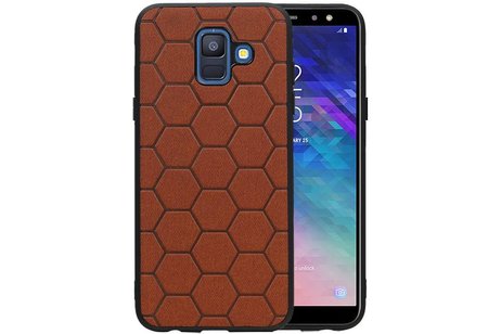 BAOHU Hexagon Hard Case - Hoesje Geschikt voor Samsung Galaxy A6 2018 Bruin