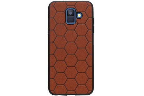 BAOHU Hexagon Hard Case - Hoesje Geschikt voor Samsung Galaxy A6 2018 Bruin