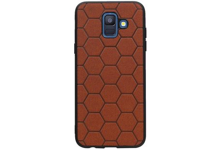 Hexagon Hard Case voor Samsung Galaxy A6 2018 Bruin