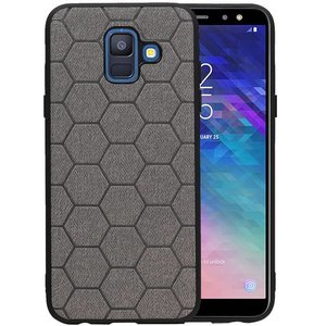 BAOHU Hexagon Hard Case - Hoesje Geschikt voor Samsung Galaxy A6 2018 Grijs