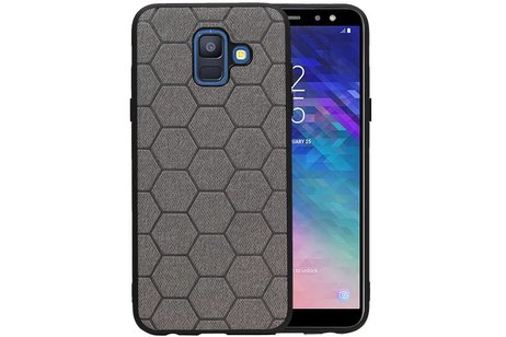 BAOHU Hexagon Hard Case - Hoesje Geschikt voor Samsung Galaxy A6 2018 Grijs