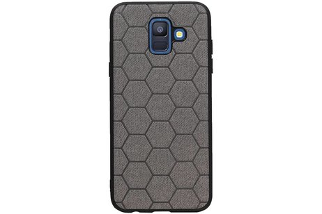 BAOHU Hexagon Hard Case - Hoesje Geschikt voor Samsung Galaxy A6 2018 Grijs