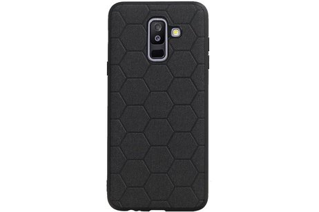 BAOHU Hexagon Hard Case - Hoesje Geschikt voor Samsung Galaxy A6 Plus 2018 Zwart