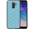 BAOHU Hexagon Hard Case - Hoesje Geschikt voor Samsung Galaxy A6 Plus 2018 Blauw