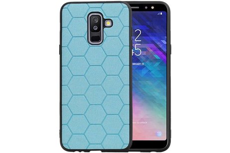 BAOHU Hexagon Hard Case - Hoesje Geschikt voor Samsung Galaxy A6 Plus 2018 Blauw