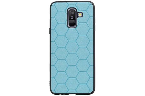 BAOHU Hexagon Hard Case - Hoesje Geschikt voor Samsung Galaxy A6 Plus 2018 Blauw
