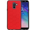 BAOHU Hexagon Hard Case - Hoesje Geschikt voor Samsung Galaxy A6 Plus 2018 Rood