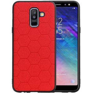 BAOHU Hexagon Hard Case - Hoesje Geschikt voor Samsung Galaxy A6 Plus 2018 Rood