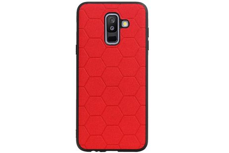 BAOHU Hexagon Hard Case - Hoesje Geschikt voor Samsung Galaxy A6 Plus 2018 Rood