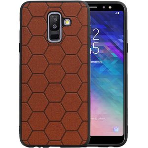 BAOHU Hexagon Hard Case - Hoesje Geschikt voor Samsung Galaxy A6 Plus 2018 Bruin