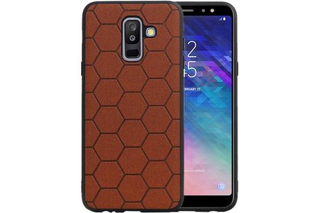 BAOHU Hexagon Hard Case - Hoesje Geschikt voor Samsung Galaxy A6 Plus 2018 Bruin