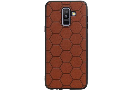 BAOHU Hexagon Hard Case - Hoesje Geschikt voor Samsung Galaxy A6 Plus 2018 Bruin