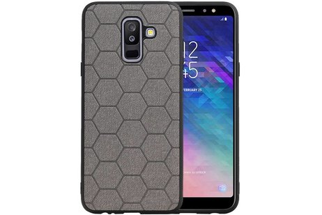 BAOHU Hexagon Hard Case - Hoesje Geschikt voor Samsung Galaxy A6 Plus 2018 Grijs