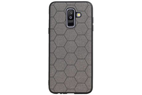 BAOHU Hexagon Hard Case - Hoesje Geschikt voor Samsung Galaxy A6 Plus 2018 Grijs