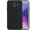 Hexagon Hard Case - Telefoonhoesje - Backcover Hoesje - achterkant hoesje - Geschikt voor Samsung Galaxy J4 - Zwart