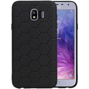 Hexagon Hard Case - Telefoonhoesje - Backcover Hoesje - achterkant hoesje - Geschikt voor Samsung Galaxy J4 - Zwart