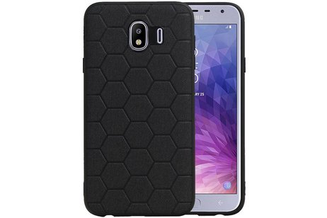 Hexagon Hard Case - Telefoonhoesje - Backcover Hoesje - achterkant hoesje - Geschikt voor Samsung Galaxy J4 - Zwart