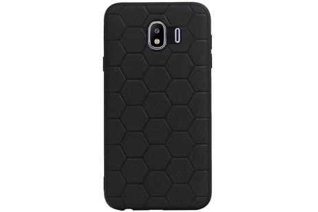 Hexagon Hard Case - Telefoonhoesje - Backcover Hoesje - achterkant hoesje - Geschikt voor Samsung Galaxy J4 - Zwart