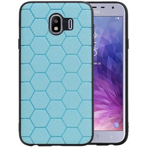 Hexagon Hard Case - Telefoonhoesje - Backcover Hoesje - achterkant hoesje - Geschikt voor Samsung Galaxy J4 - Blauw