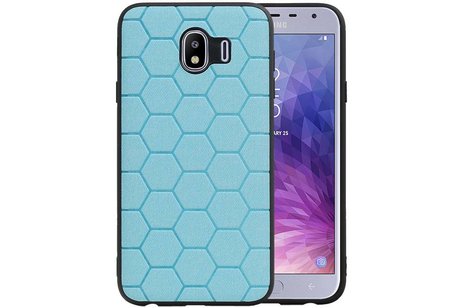 Hexagon Hard Case - Telefoonhoesje - Backcover Hoesje - achterkant hoesje - Geschikt voor Samsung Galaxy J4 - Blauw