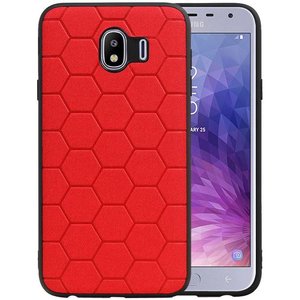 Hexagon Hard Case - Telefoonhoesje - Backcover Hoesje - achterkant hoesje - Geschikt voor Samsung Galaxy J4 - Rood