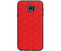 Hexagon Hard Case - Telefoonhoesje - Backcover Hoesje - achterkant hoesje - Geschikt voor Samsung Galaxy J4 - Rood