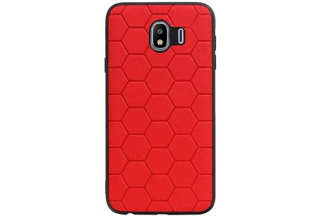 BAOHU Hexagon Hard Case - Telefoonhoesje - Backcover Hoesje - achterkant hoesje - Geschikt voor Samsung Galaxy J4 - Rood
