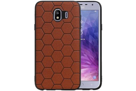 Hexagon Hard Case - Telefoonhoesje - Backcover Hoesje - achterkant hoesje - Geschikt voor Samsung Galaxy J4 - Bruin